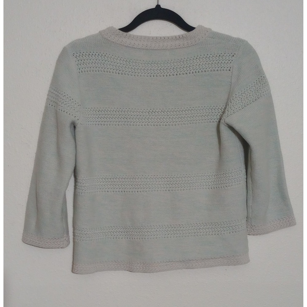 Cabi 203 Seafoam Green Cotton Knit Cardigan Sweater 3/4 Sleeve Small - Picture 2 of 6